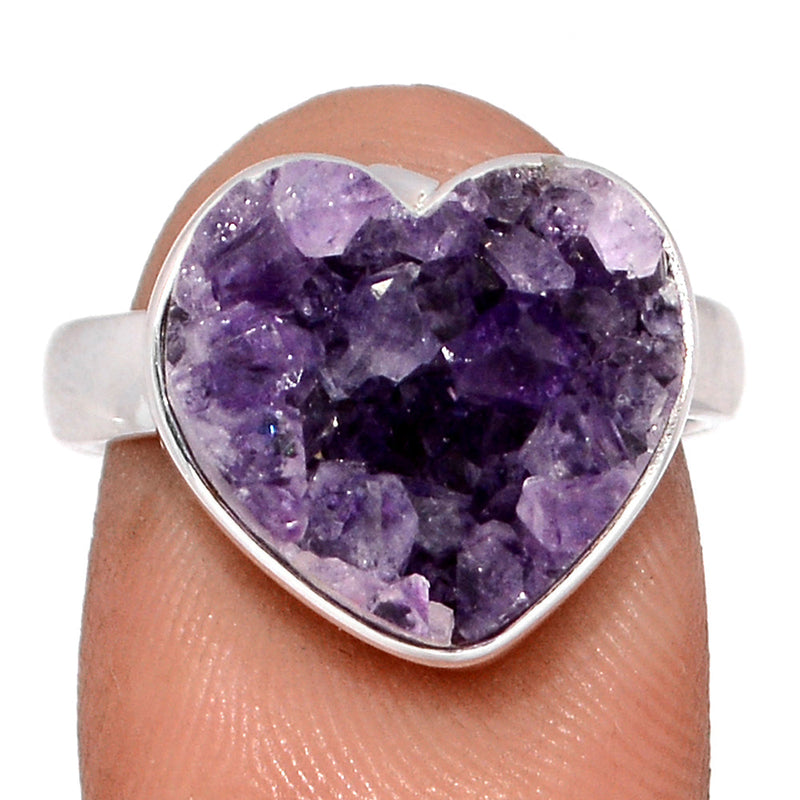 Heart Amethyst Cluster Uruguay Druzy Ring - HADR344