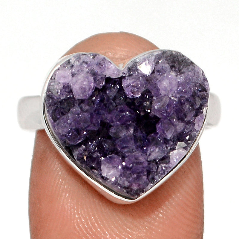 Heart Amethyst Cluster Uruguay Druzy Ring - HADR345