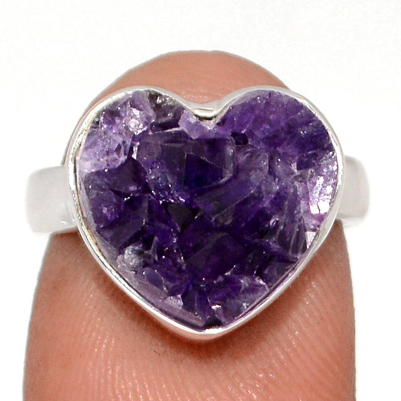 Heart Amethyst Cluster Uruguay Druzy Ring - HADR346