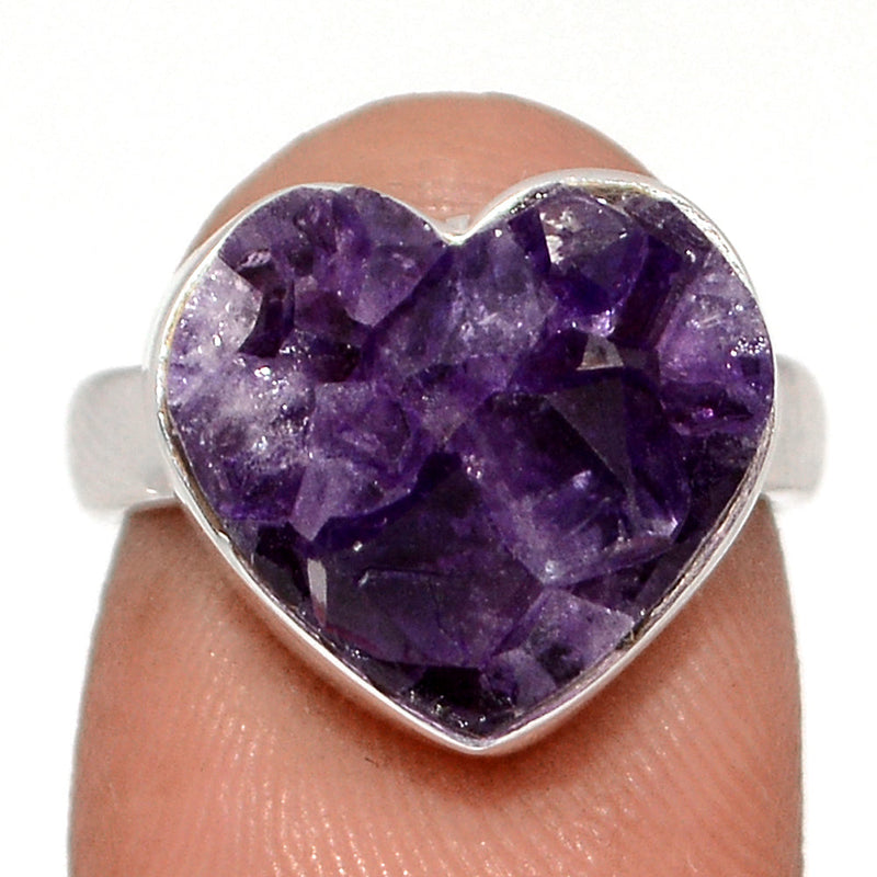 Heart Amethyst Cluster Uruguay Druzy Ring - HADR347