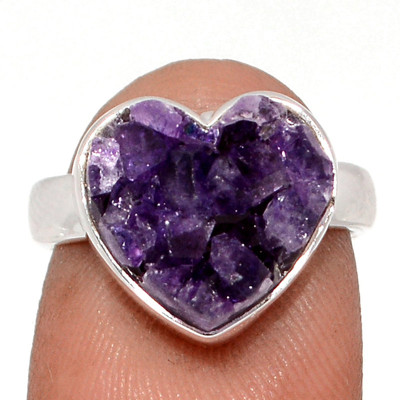 Heart Amethyst Cluster Uruguay Druzy Ring - HADR348