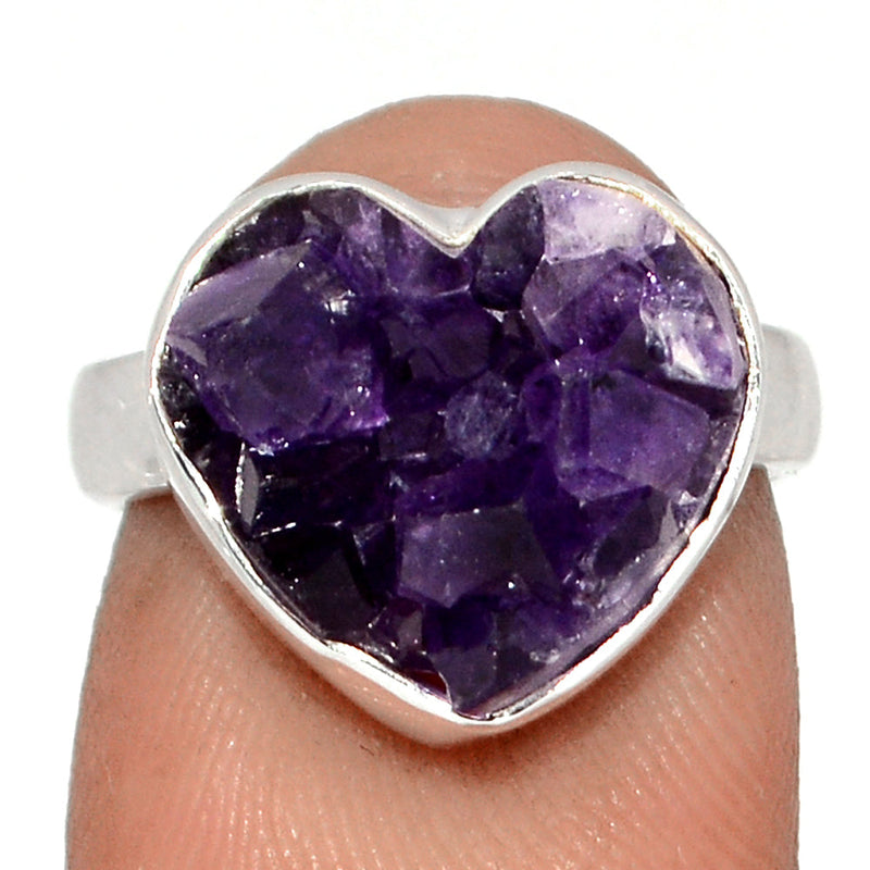 Heart Amethyst Cluster Uruguay Druzy Ring - HADR349