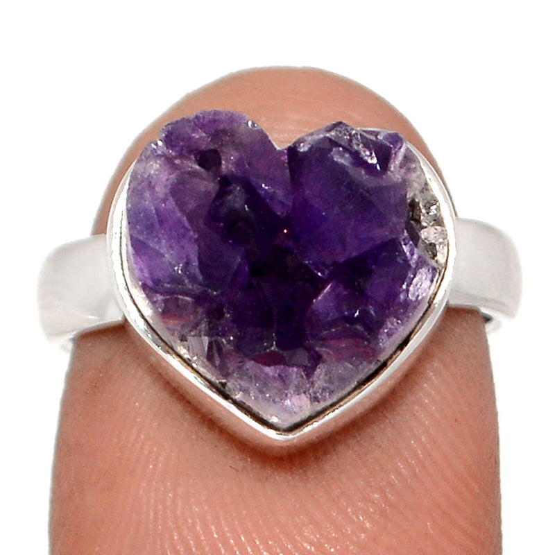 Heart Amethyst Cluster Uruguay Druzy Ring - HADR350