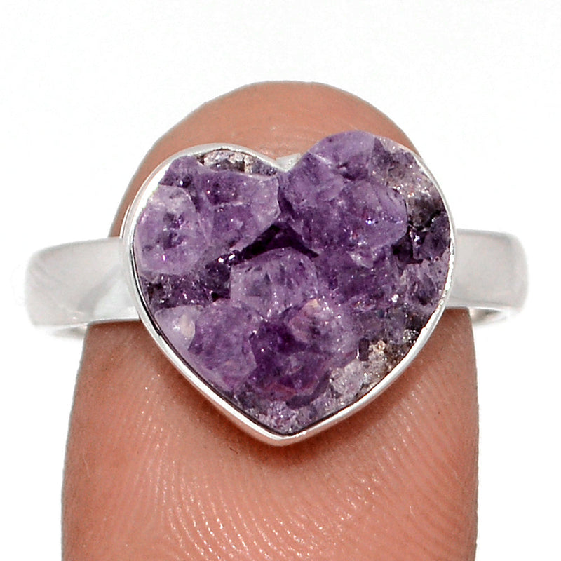 Heart Amethyst Cluster Uruguay Druzy Ring - HADR351