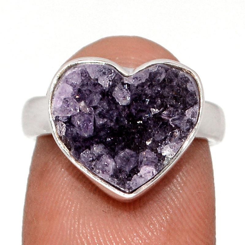 Heart Amethyst Cluster Uruguay Druzy Ring - HADR352