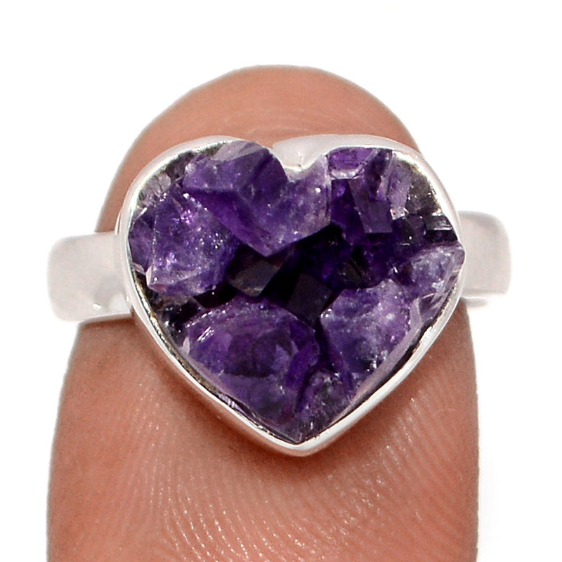 Heart Amethyst Cluster Uruguay Druzy Ring - HADR353