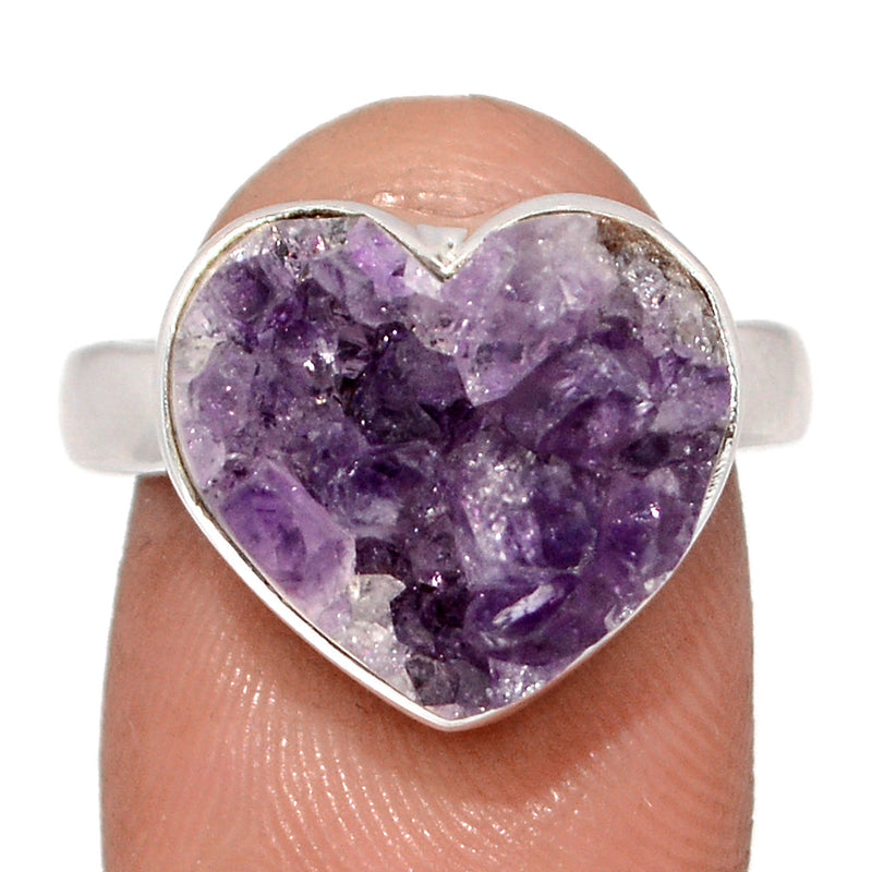 Heart Amethyst Cluster Uruguay Druzy Ring - HADR354