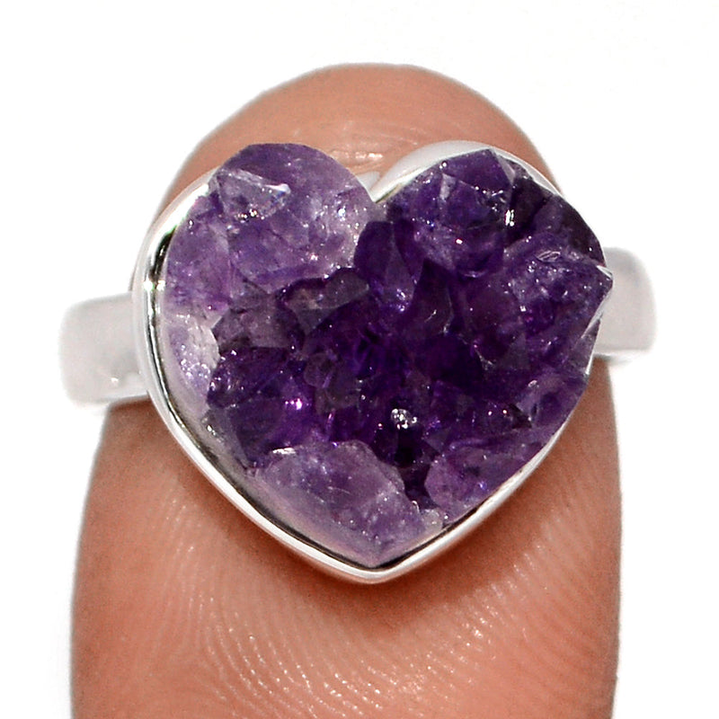 Heart Amethyst Cluster Uruguay Druzy Ring - HADR356