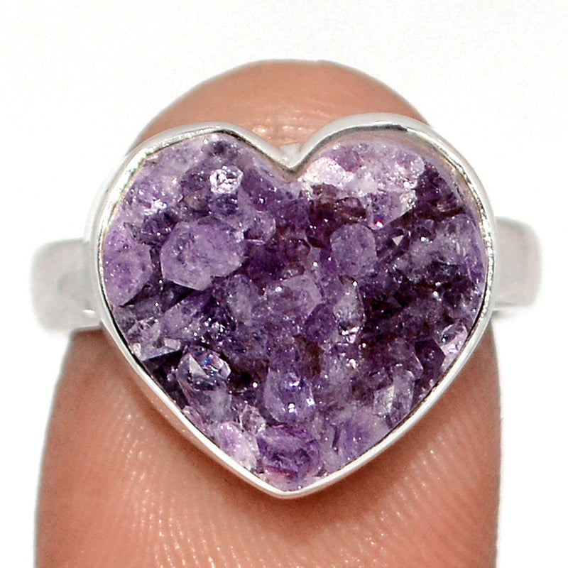 Heart Amethyst Cluster Uruguay Druzy Ring - HADR357