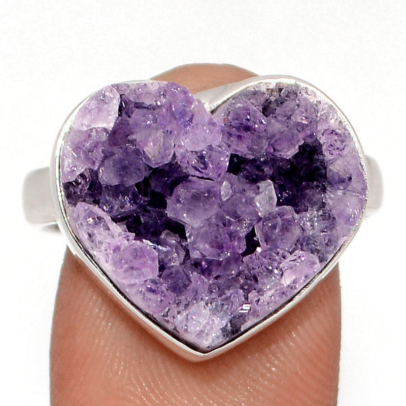 Heart Amethyst Cluster Uruguay Druzy Ring - HADR358