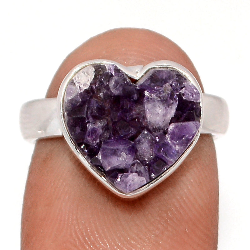 Heart Amethyst Cluster Uruguay Druzy Ring - HADR359