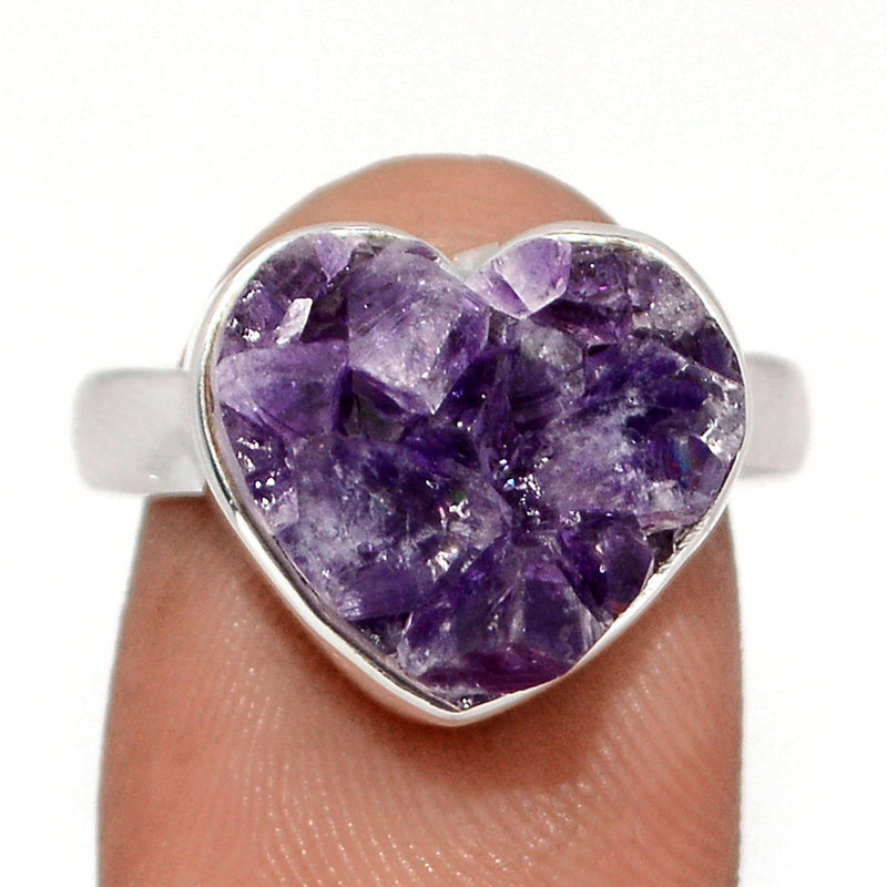 Heart Amethyst Cluster Uruguay Druzy Ring - HADR361