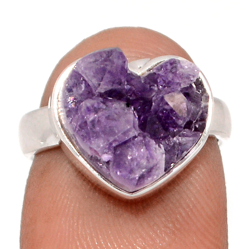 Heart Amethyst Cluster Uruguay Druzy Ring - HADR362