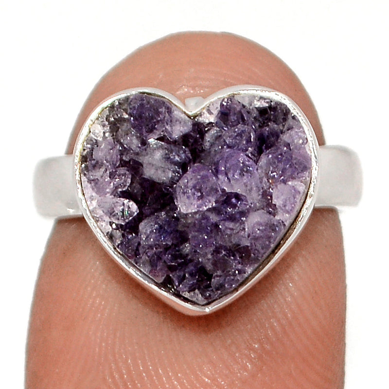 Heart Amethyst Cluster Uruguay Druzy Ring - HADR364