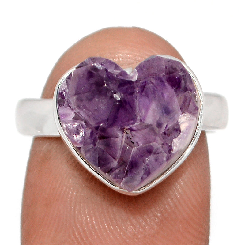 Heart Amethyst Cluster Uruguay Druzy Ring - HADR365
