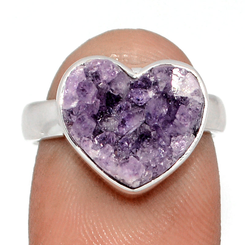 Heart Amethyst Cluster Uruguay Druzy Ring - HADR366
