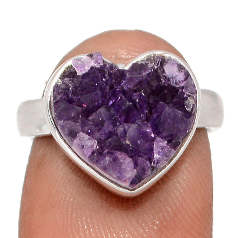 Heart Amethyst Cluster Uruguay Druzy Ring - HADR367