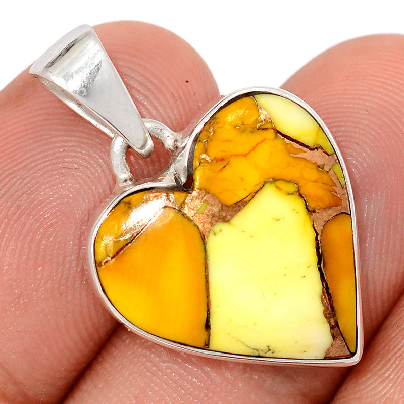 1.1" Heart - Honey Dahlia Turquoise Pendants - HDTP43