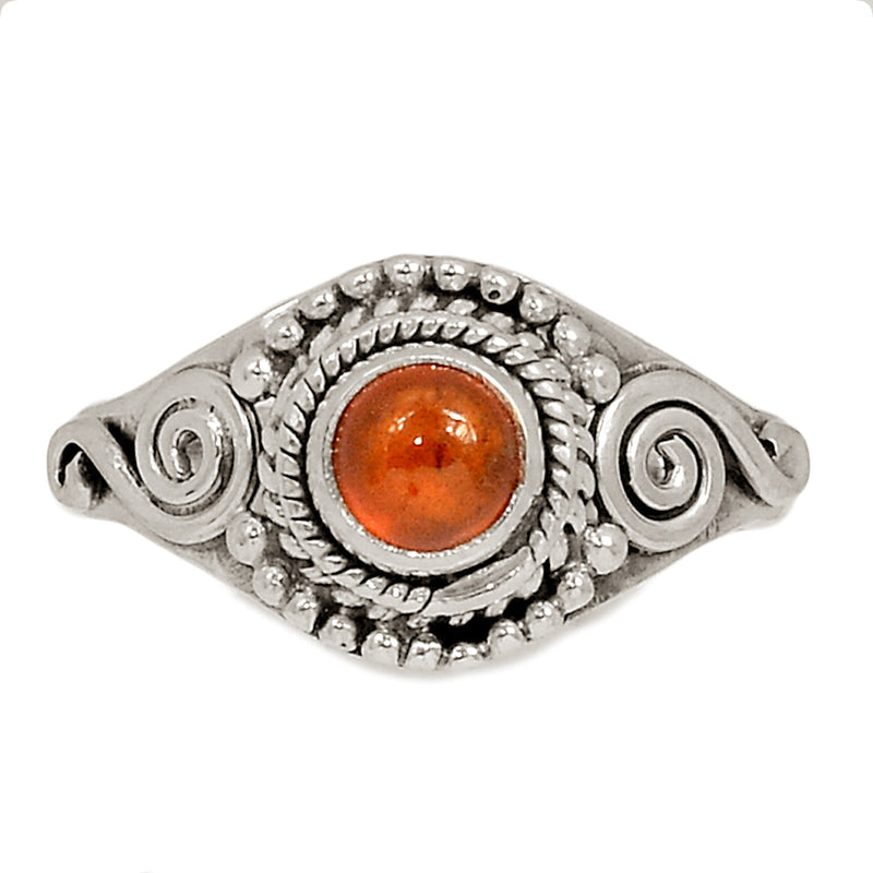 Small Filigree - Hessonite Garnet Cabochon Ring - HGCR221