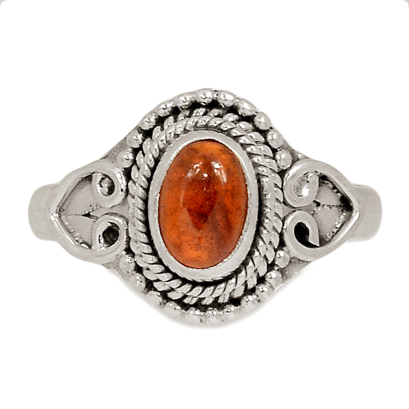 Small Filigree - Hessonite Garnet Cabochon Ring - HGCR226