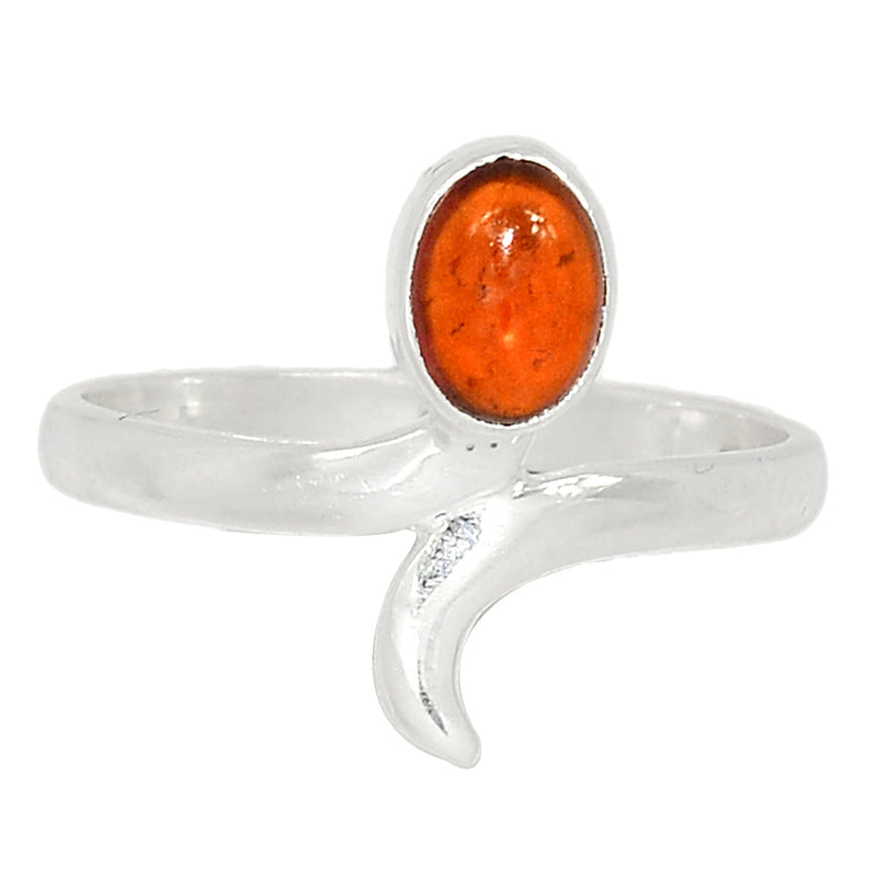 Small Plain - Hessonite Garnet Cabochon Ring - HGCR229