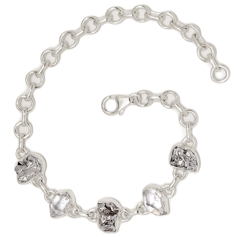 8.2" Herkimer Diamond & Meteorite Campo Del Cielo Bracelets - HKDB299