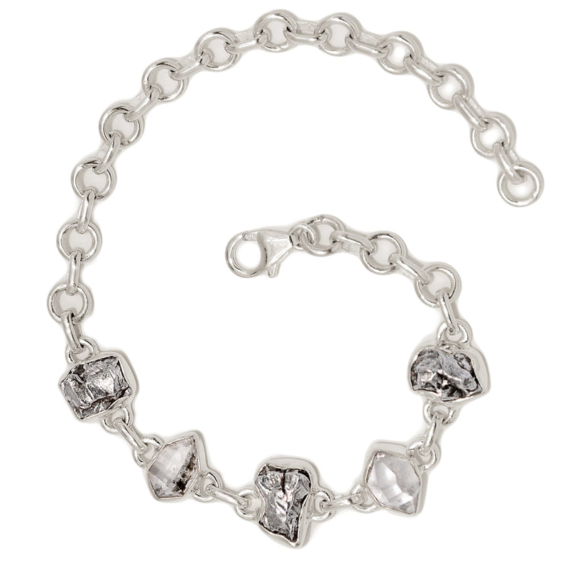 8.2" Herkimer Diamond & Meteorite Campo Del Cielo Bracelets - HKDB308