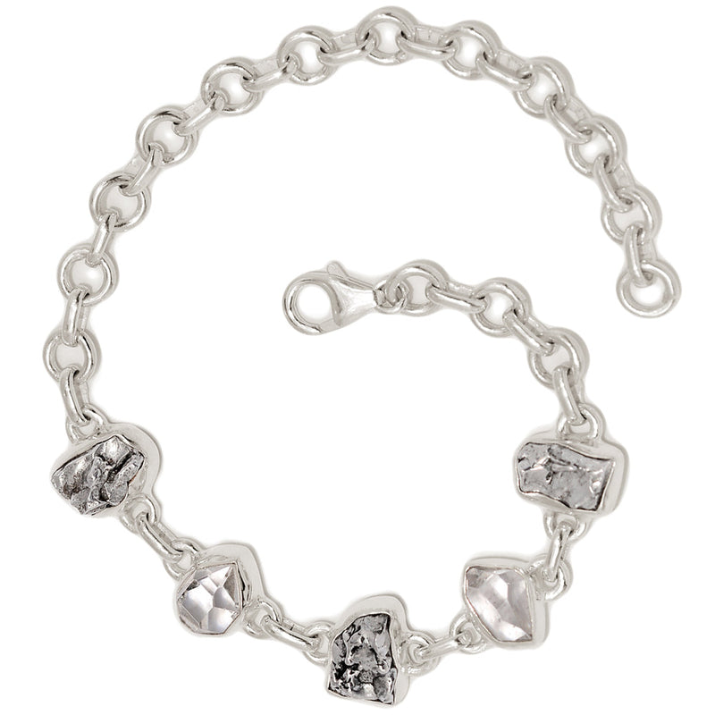 8.2" Herkimer Diamond & Meteorite Campo Del Cielo Bracelets - HKDB313