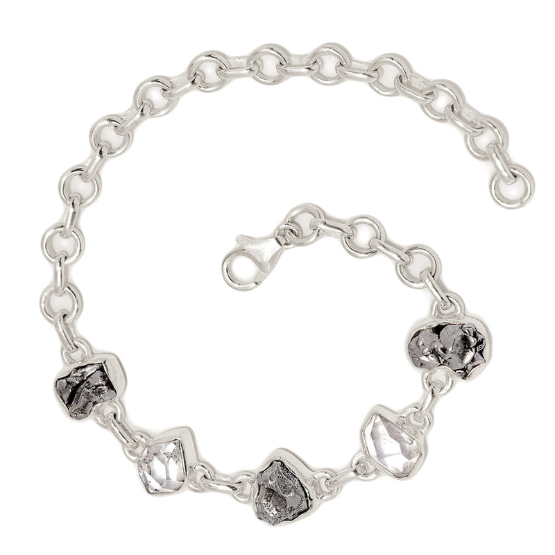 8.3" Herkimer Diamond & Meteorite Campo Del Cielo Bracelets - HKDB321