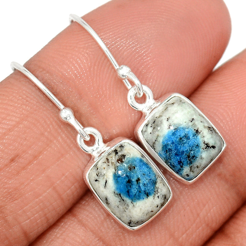1.1" K2 Blue - Azurite In Quartz Earrings - K2E656