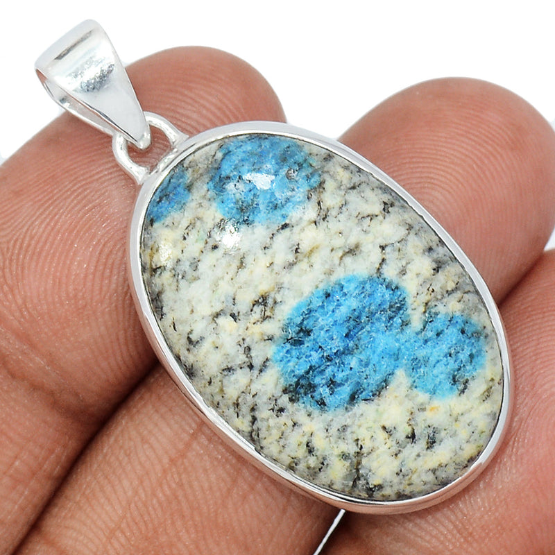 1.6" K2 Blue - Azurite In Quartz Pendants - K2P1274