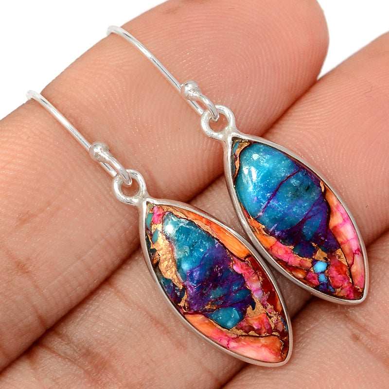 1.5" Kingman Pink Dahlia Turquoise Earrings - KPDE189