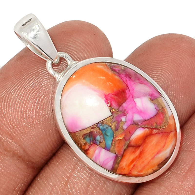 1.3" Kingman Pink Dahlia Turquoise Pendants - KPDP162