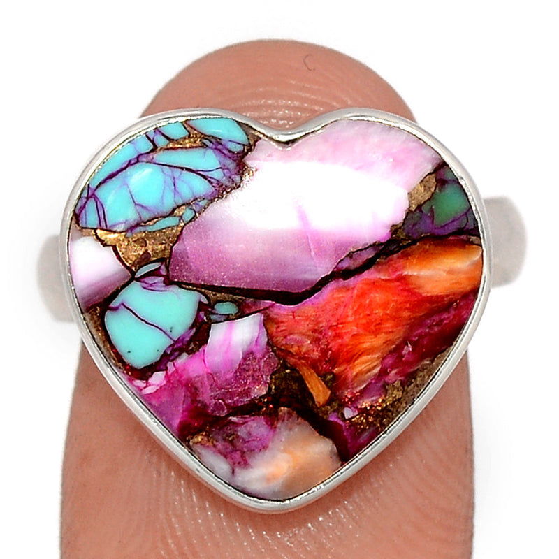 Heart - Kingman Pink Dahlia Turquoise Ring - KPDR418