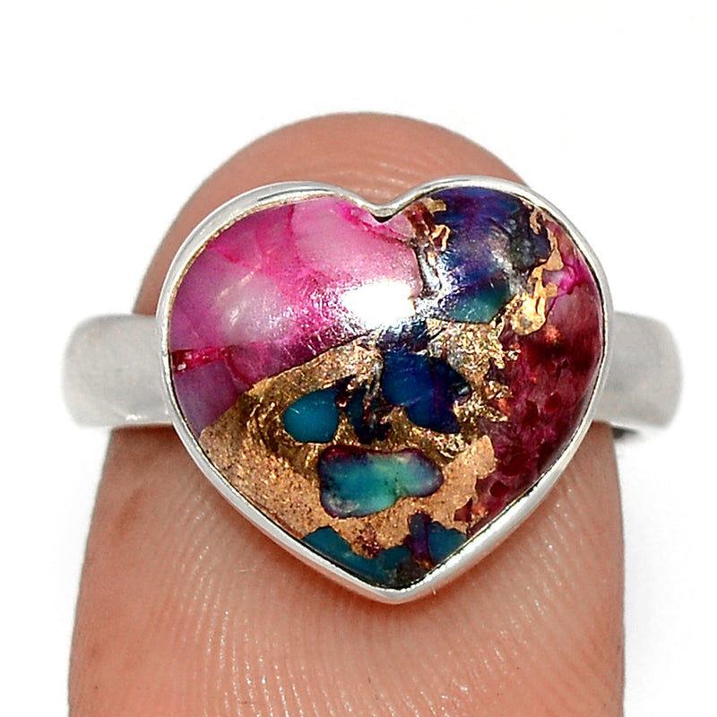 Heart - Kingman Pink Dahlia Turquoise Ring - KPDR426