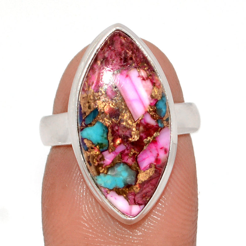 Kingman Pink Dahlia Turquoise Ring - KPDR430