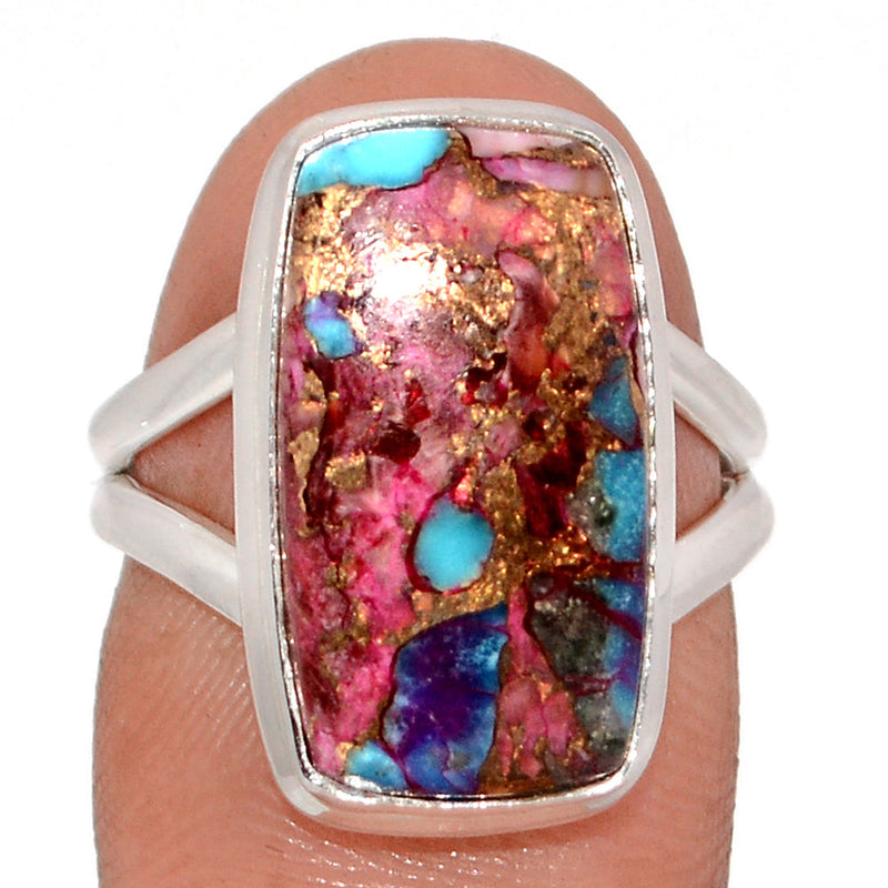 Kingman Pink Dahlia Turquoise Ring - KPDR431
