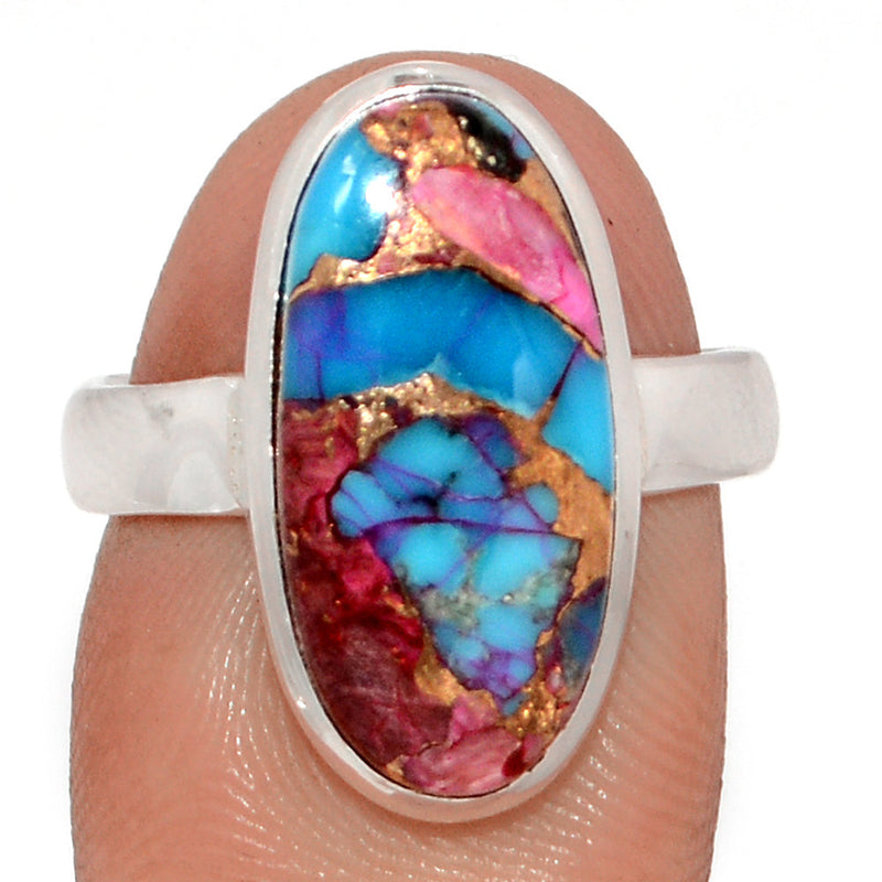 Kingman Pink Dahlia Turquoise Ring - KPDR434