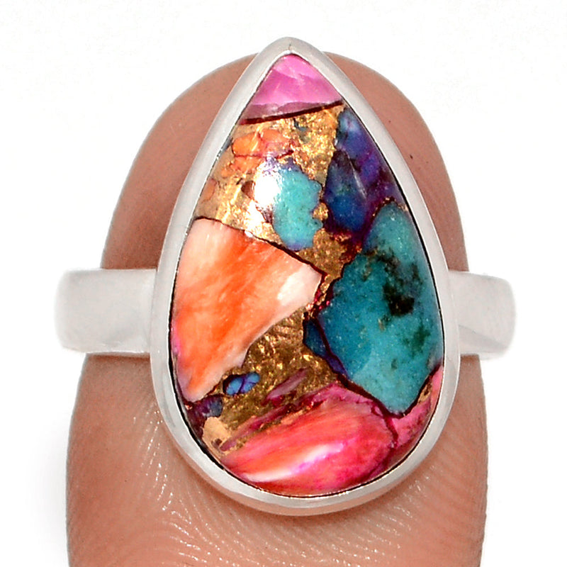 Kingman Pink Dahlia Turquoise Ring - KPDR438