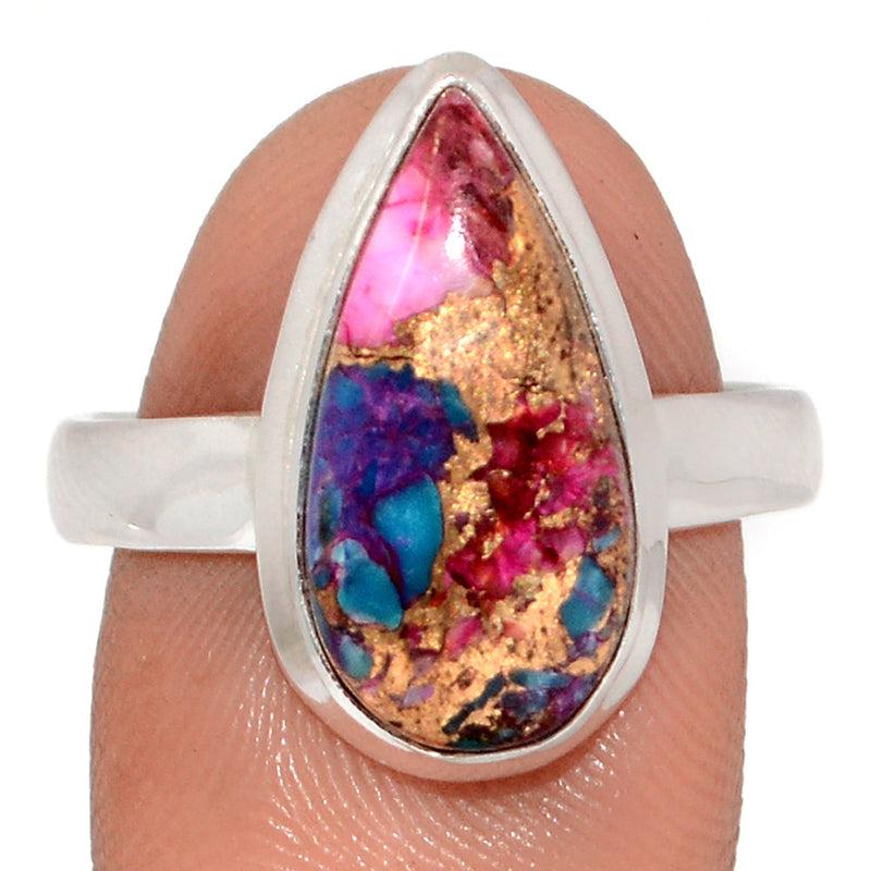 Kingman Pink Dahlia Turquoise Ring - KPDR440