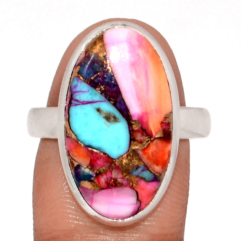 Kingman Pink Dahlia Turquoise Ring - KPDR447