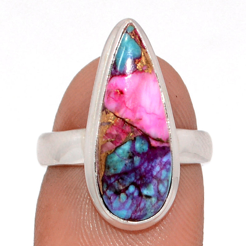 Kingman Pink Dahlia Turquoise Ring - KPDR449