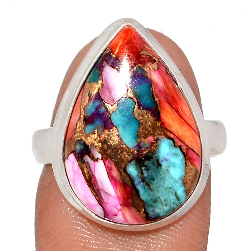 Kingman Pink Dahlia Turquoise Ring - KPDR450