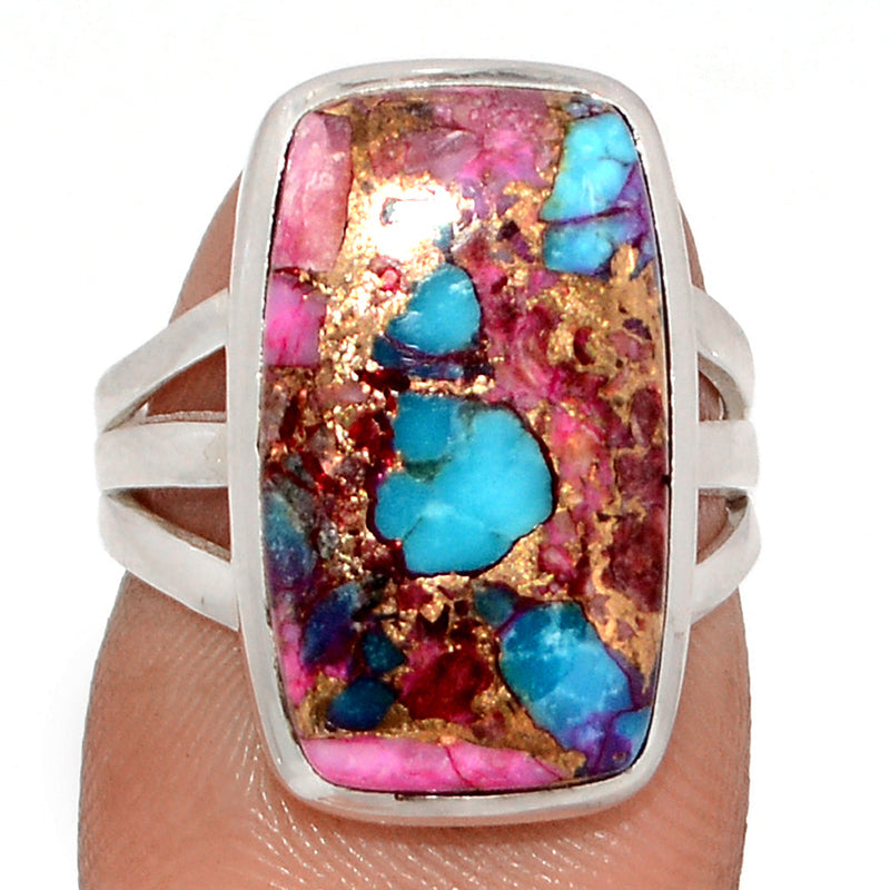 Kingman Pink Dahlia Turquoise Ring - KPDR456