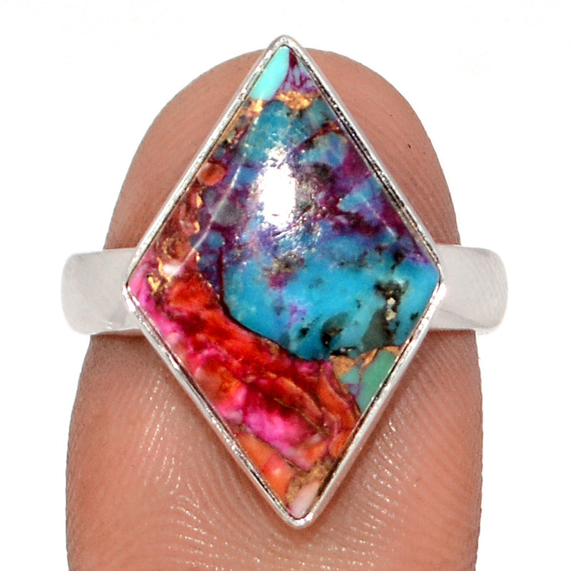 Kingman Pink Dahlia Turquoise Ring - KPDR458