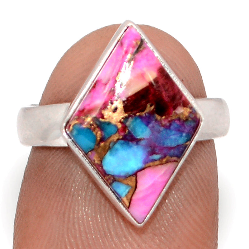 Kingman Pink Dahlia Turquoise Ring - KPDR475
