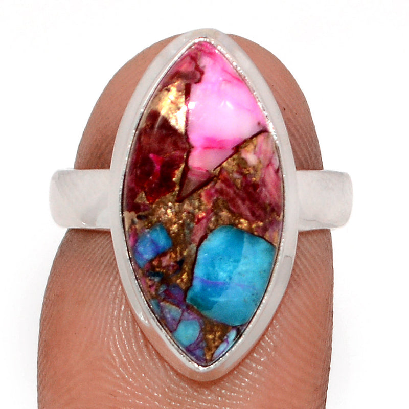 Kingman Pink Dahlia Turquoise Ring - KPDR477
