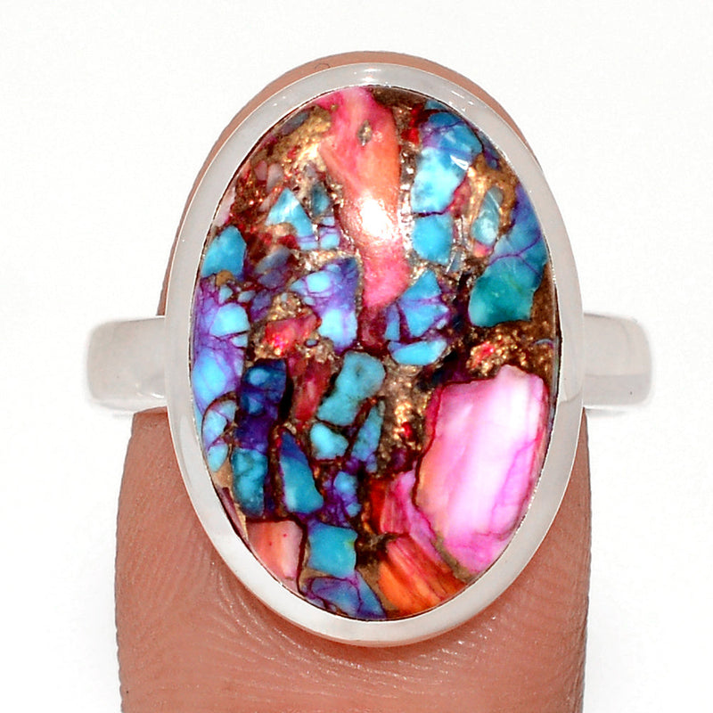Kingman Pink Dahlia Turquoise Ring - KPDR482