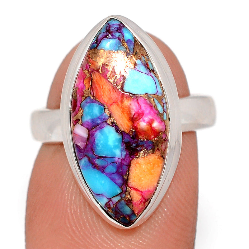 Kingman Pink Dahlia Turquoise Ring - KPDR483
