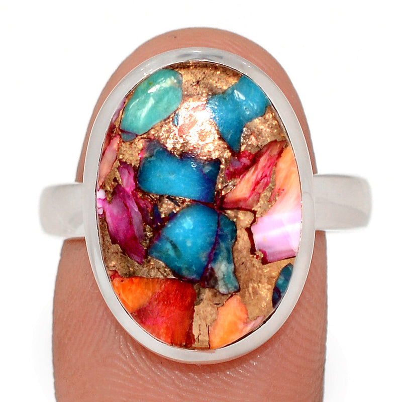 Kingman Pink Dahlia Turquoise Ring - KPDR484
